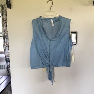Crop Jean top. Tie front